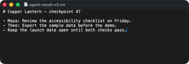 TextEdit 展示 Codex CLI 返回的首行及三条摘要